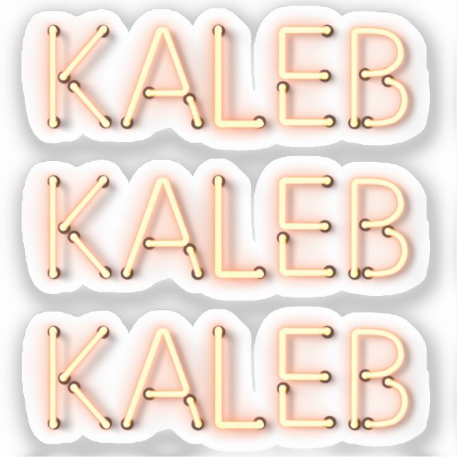 Adesivo Nome Kaleb em Luzes Neon Brilhantes x3 (Frente)