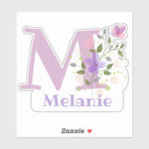 Nome Melanie & Inicial com Floral Design