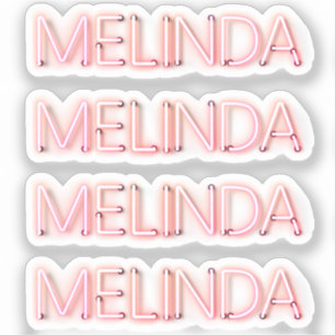 Adesivo Nome Melinda em luzes brilhantes de neon