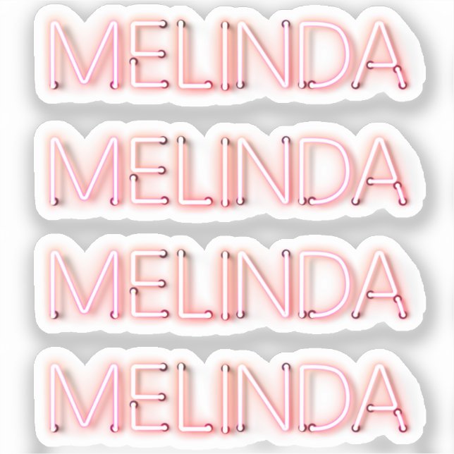Adesivo Nome Melinda em luzes brilhantes de neon (Frente)