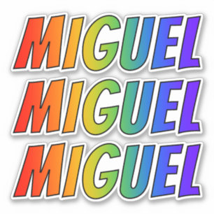 Adesivo Nome "MIGUEL" com coloração do arco-íris do