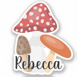 Adesivo Nome Monograma Cute Mushroom