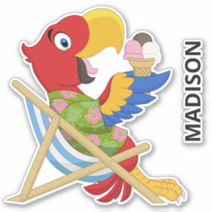 Adesivo Nome personalizado Beach Macaw
