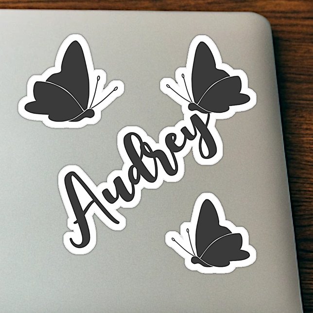 Adesivo Nome Personalizado Borboletas Pretas Gráfica Doce  (Criador carregado)