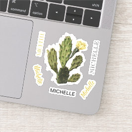 Adesivo Nome Personalizado Cactus Flower Vintage Desenho V
