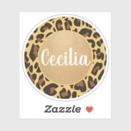 Adesivo Nome Personalizado Clássico Leopard Animal Print