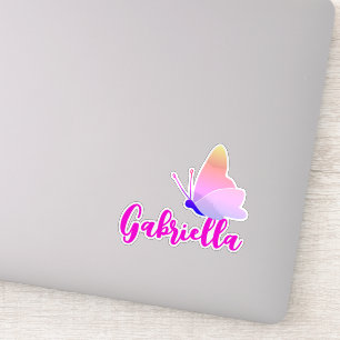 Adesivo Nome Personalizado Cute Borboleta Arco-Íris Gráfic