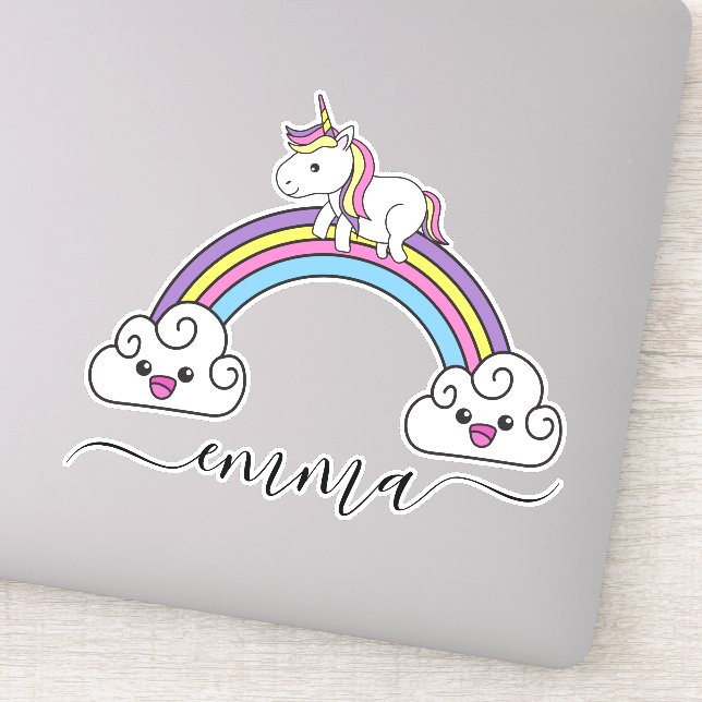 Adesivo Nome Personalizado Cute Rainbow Unicorn (Detalhe)