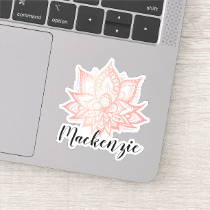 Adesivo Nome Personalizado da Flor do Lotus Rosa
