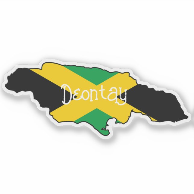 Adesivo Nome Personalizado da Forma da Ilha Flag Jamaicana (Frente)