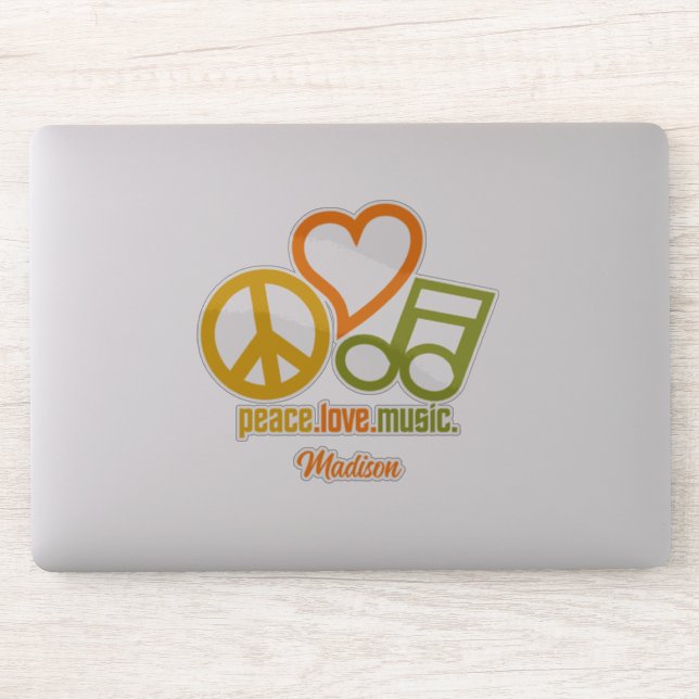 Adesivo Nome personalizado da Música Peace Love (Computador)