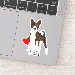 Adesivo Nome Personalizado de Bindle Basenji Cute