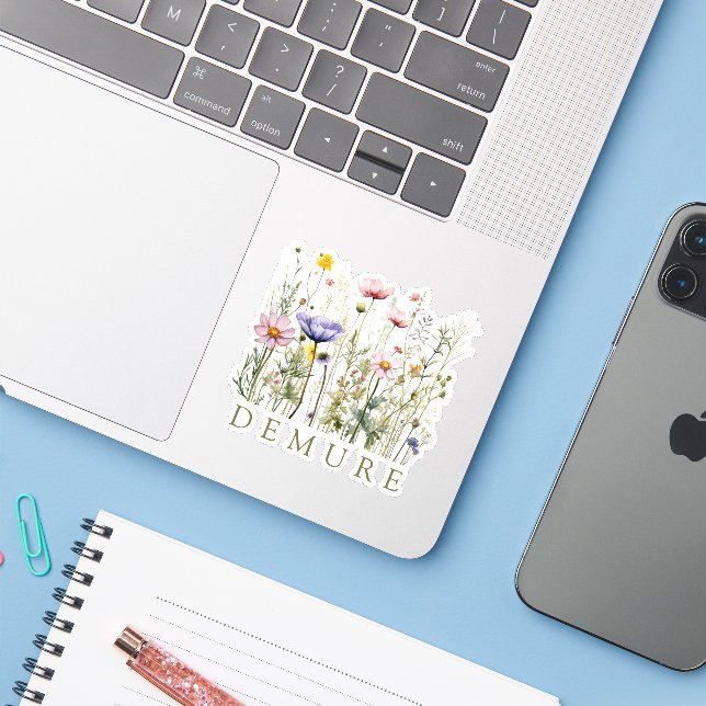 Adesivo Nome Personalizado de Demura de Flores Selvagem (Notebook com iPhone)