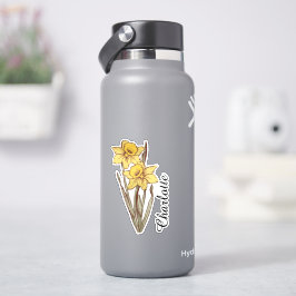 Adesivo Nome Personalizado de Narciso Floral Personalizada