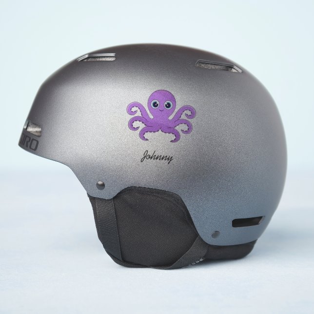 Adesivo Nome personalizado de polvo roxo-cônico (Lado do capacete)