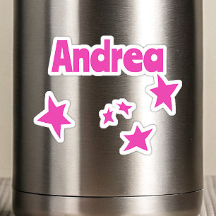 Adesivo Nome Personalizado Divertido Rosa Espaço Galáxia E
