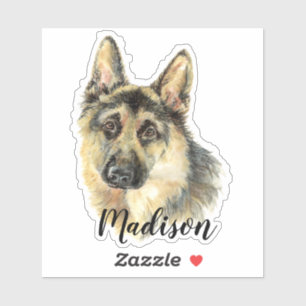 Adesivo Nome Personalizado do Cão do German shepherd de Aq