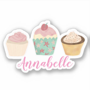 Adesivo Nome Personalizado do cupcake