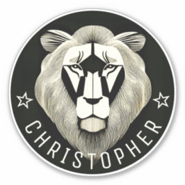 Adesivo Nome Personalizado do Leão Antigo Legal Preto e Br