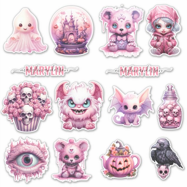 ADESIVO NOME PERSONALIZADO DO PINK GOTHIC HALLOWEEN (Frente)