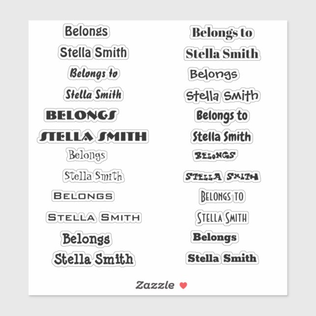 Adesivo Nome personalizado do script de escrita manual de  (Folha)