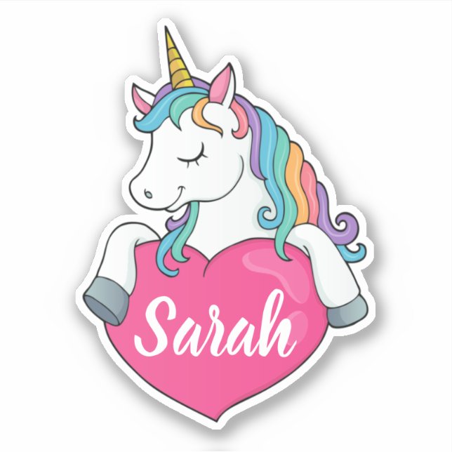 Adesivo Nome Personalizado do Unicorn de Cubo (Frente)
