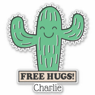 Adesivo Nome personalizado dos Hugs Cactus Gratuitos