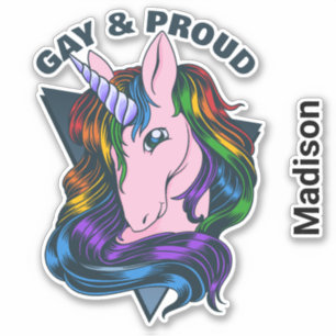 Adesivo Nome Personalizado e Gay de Texto Unicorn
