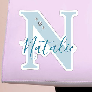 Adesivo Nome Personalizado Elegante com Diamantes Falsos M