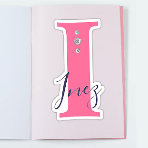 Adesivo Nome Personalizado Elegante com Diamantes Falsos M