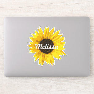 Adesivo Nome Personalizado Laptop de Girassol