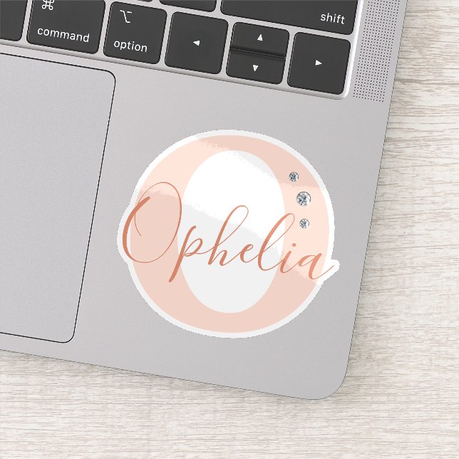 Adesivo Nome Personalizado Monogramado Elegante Diamantes  (Detalhe)