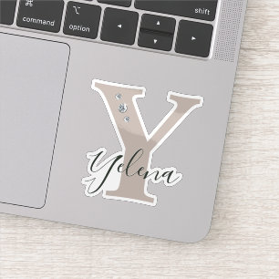 Adesivo Nome Personalizado Monogramado Elegante Diamantes 