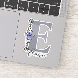 Adesivo Nome Personalizado Monogramado Flor Romântica de L