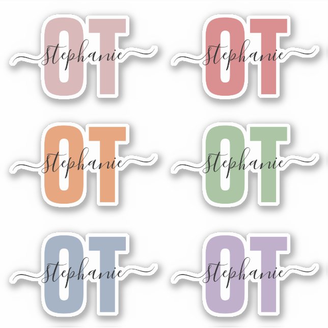 Adesivo Nome Personalizado OT Terapêutico Ocupacional (Frente)
