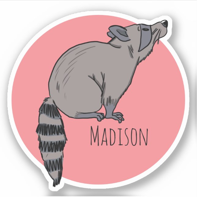 Adesivo Nome Personalizado Raccoon Vinyl Sticker (Frente)