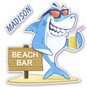 Adesivo Nome personalizado Shark engraçado