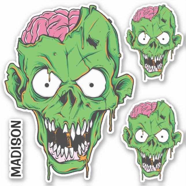 Adesivo Nome personalizado Tampões Zombie (Frente)