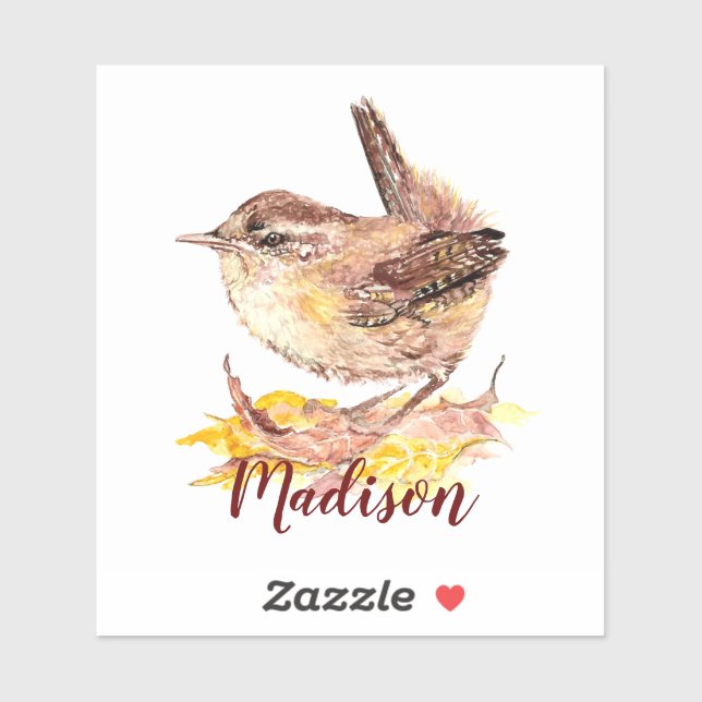 Adesivo Nome personalizado Wren Wren Bird (Folha)