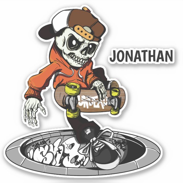 Adesivo Nome personalizado Zombie Skater (Frente)