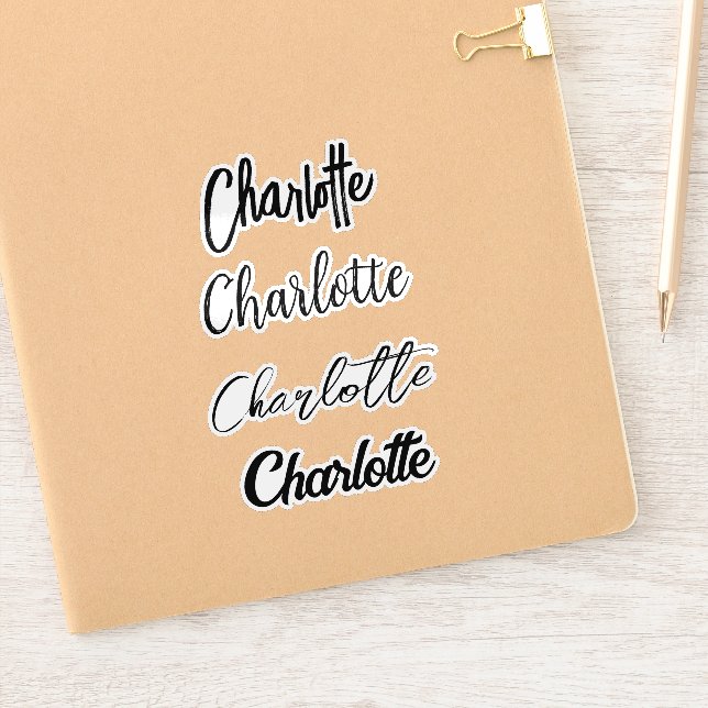 Adesivo Nome Preto da Tipografia de Script Personalizado (Notebook)