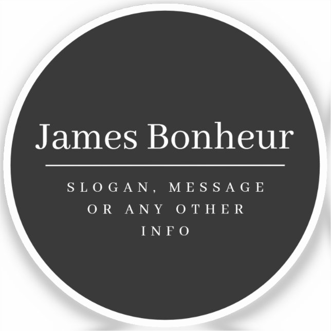 Adesivo Nome Profissional Moderno Simples | Preto (Frente)