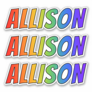 Adesivo Nome próprio "ALLISON" com cores divertidas do ar