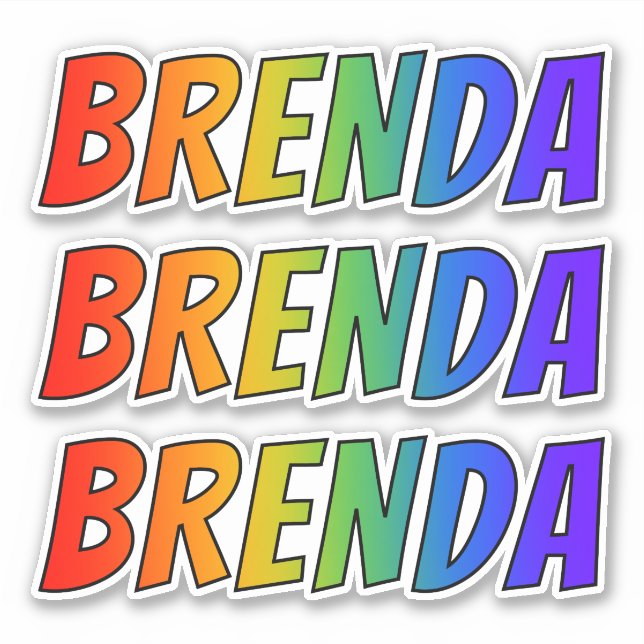 Adesivo Nome próprio "BRENDA" com Cor do Arco-Íris Diverti (Frente)