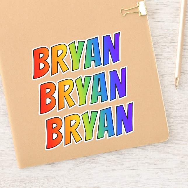 Adesivo Nome próprio "BRYAN" com cor divertida do arco-íri (Notebook)