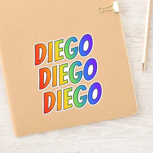 Adesivo Nome próprio "DIEGO" com cor divertida do arco-íri (Notebook)