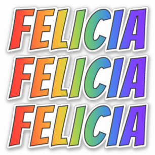 Adesivo Nome próprio "FELICIA" com cor divertida do arco-í