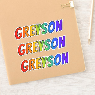 Adesivo Nome próprio "GREYSON" com cor divertida do arco-í