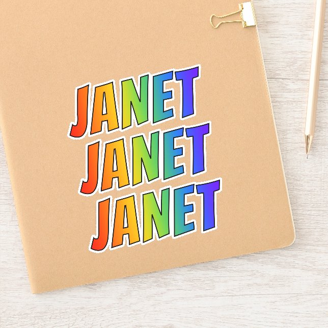 Adesivo Nome próprio "JANET" com Cor do Arco-Íris Divertid (Notebook)