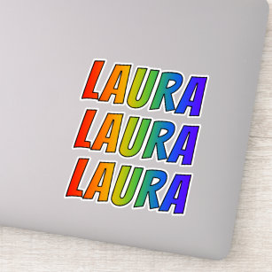 Adesivo Nome próprio "LAURA" com cor divertida do arco-íri